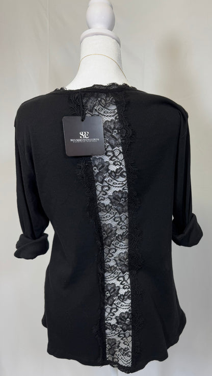 Style 1010 rib v-nk neck lace trim and back lace panel insert